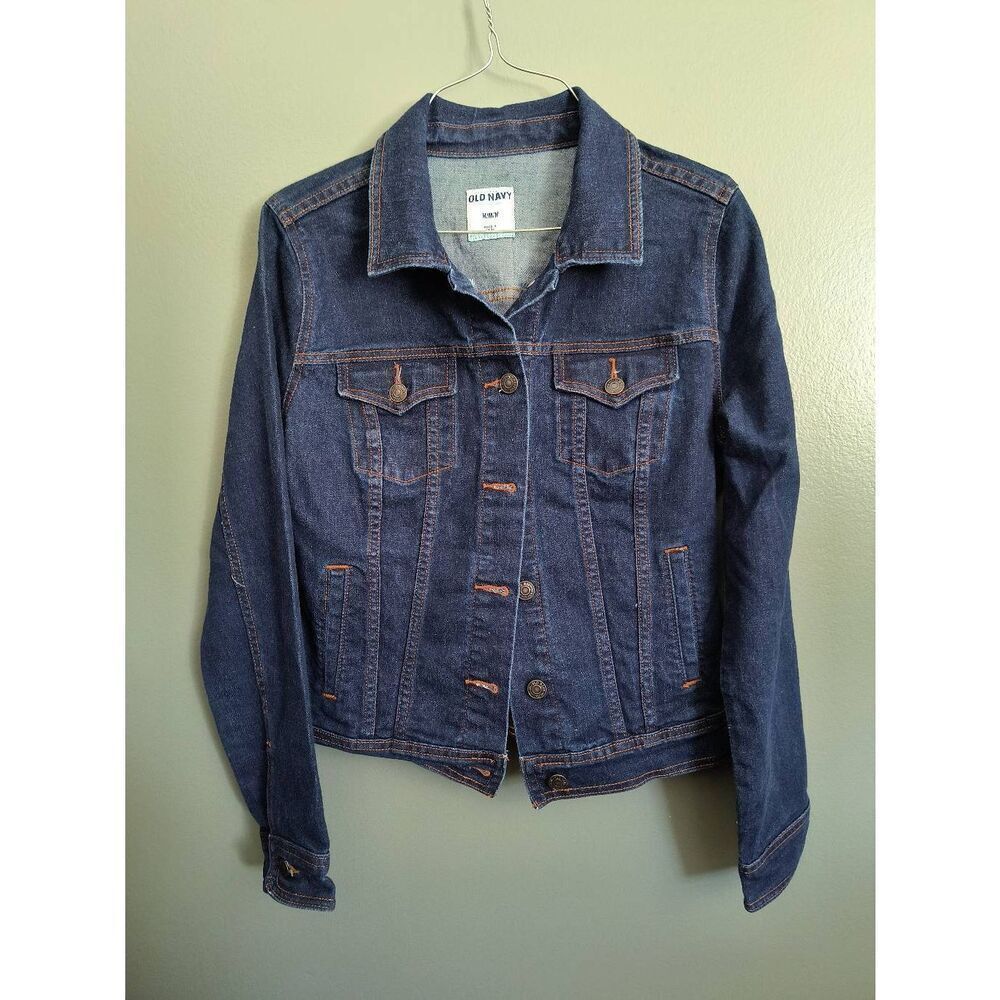 Old Navy Women's Size Medium Blue Denim Trucker Jacket Coat Button Down